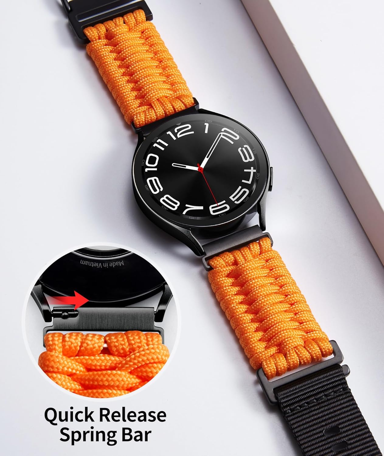 BINLUN Braided Paracord Watch Band 18mm 20mm 22mm Quick Release Military Nylon Smart Watch Straps Replacement Compatible with Samsung Galaxy/Compatible with Garmin/Fit for Amazfit for Men