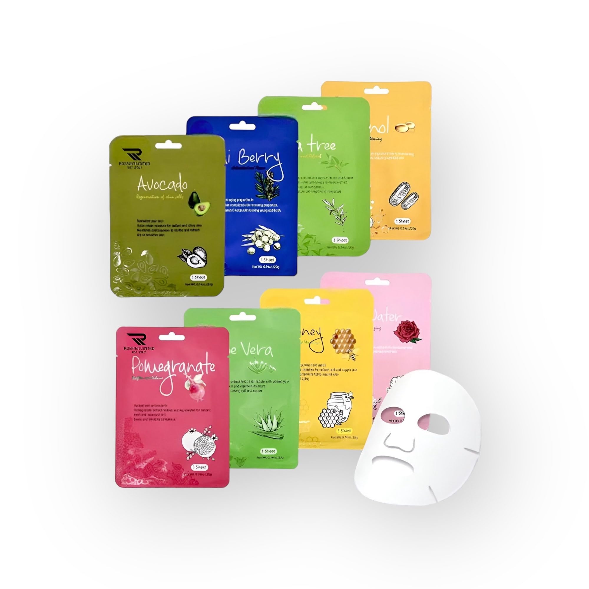 Organic Face Masks,Hydrating Collagen Facial Mask, Korean Skin Care Hydrating, Face Masks Skincare, Face Mask Facial,For All Skin Types,Premium 8 sheets.