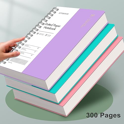 Miniatura 58 de EMSHOI Cuaderno de puntos en espiral A4, 150 hojas (300 páginas), diario de cuadrícula de puntos de 3.53 oz/m², tapa blanda impermeable, diario