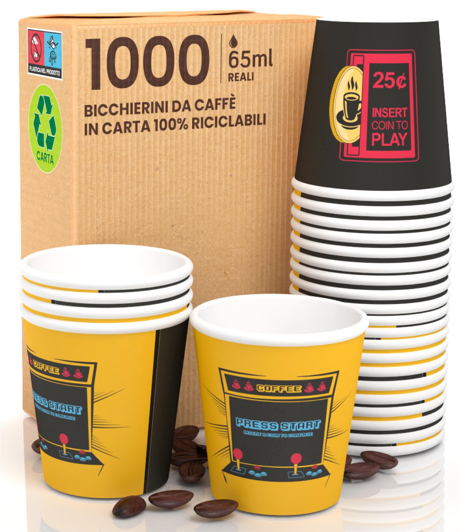 Lot De 100 Verres Jetables Café En Carton À Emporter 240 Ml - Gobelets