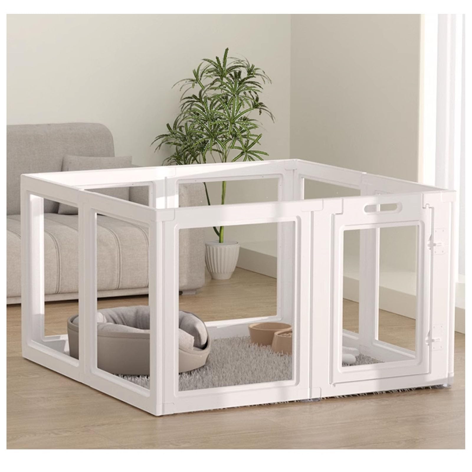 Recinto per Cuccioli al Coperto, Box per Il Parto dei Cuccioli, recinto per Cani in Acrilico, recinto Pieghevole per Cani con Porta di Passaggio, Adatto per Cani, Gatti, Conigli, recinto per