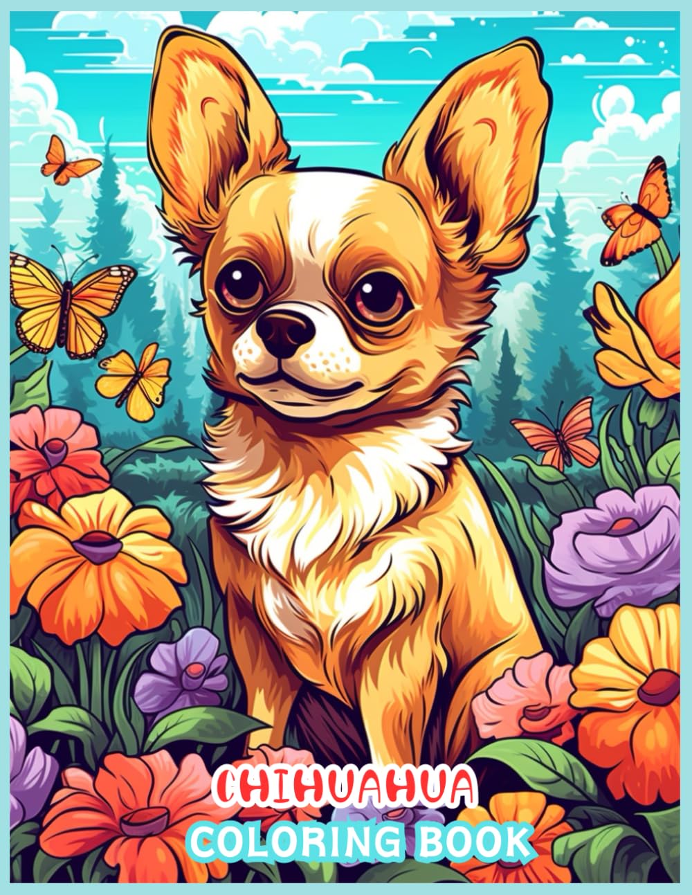 Chihuahua Dog Coloring Book: Chihuahua with flowers, butterflies Coloring Pages for Fun & Relaxation