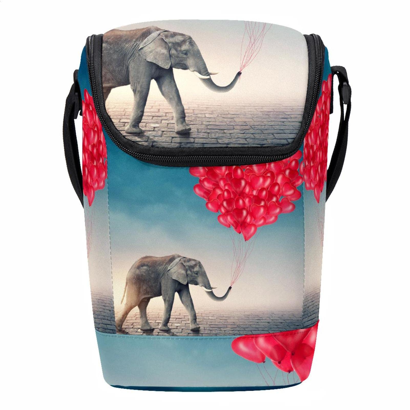 Fiambrera gris con diseño de elefante y forma de corazón ajustable para toda la familia