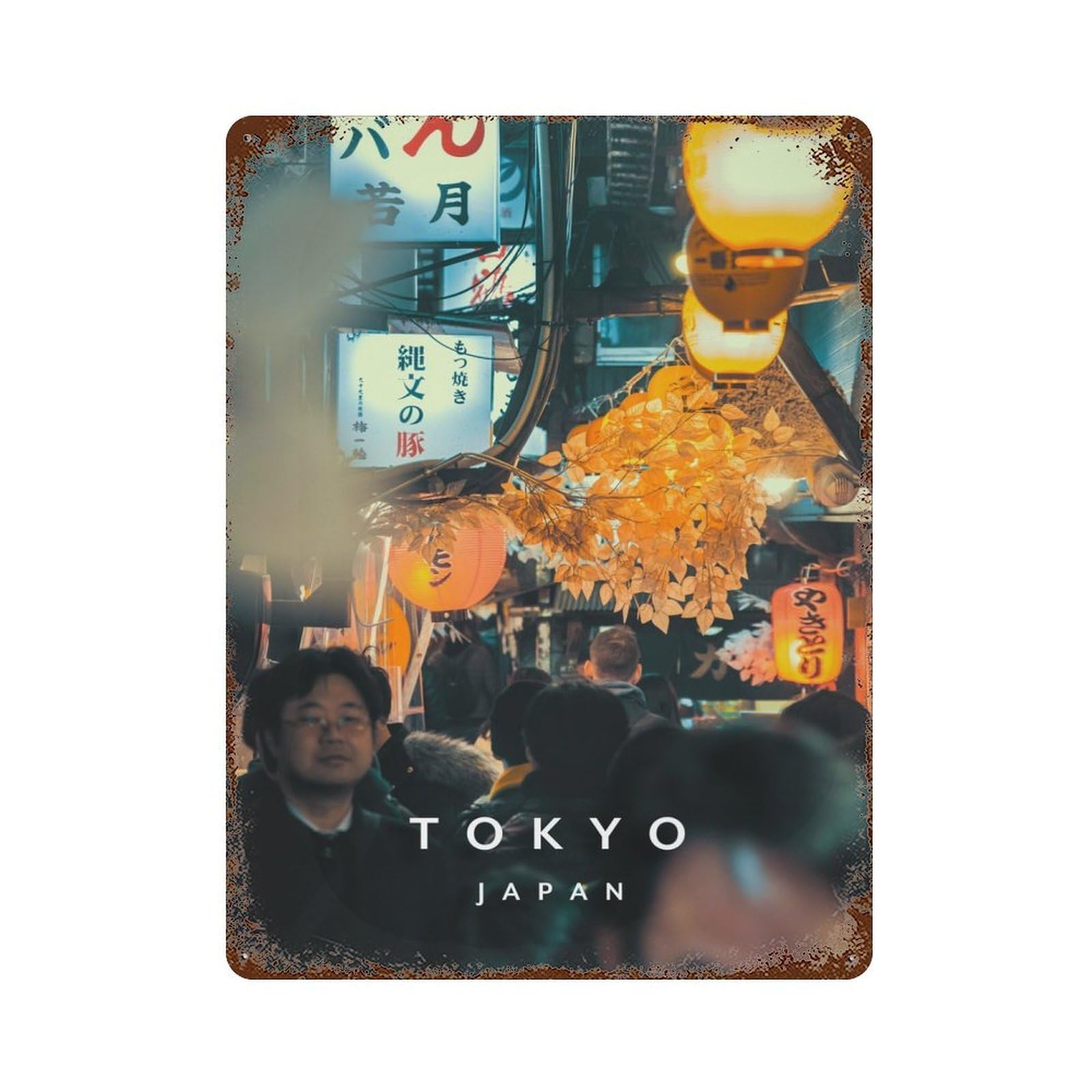Rust Effect Shinjuku Vintage Rust Metal Sign 15.7"x11.8", Vintage Wall Decor for Garage, Bar And Workshop Decor
