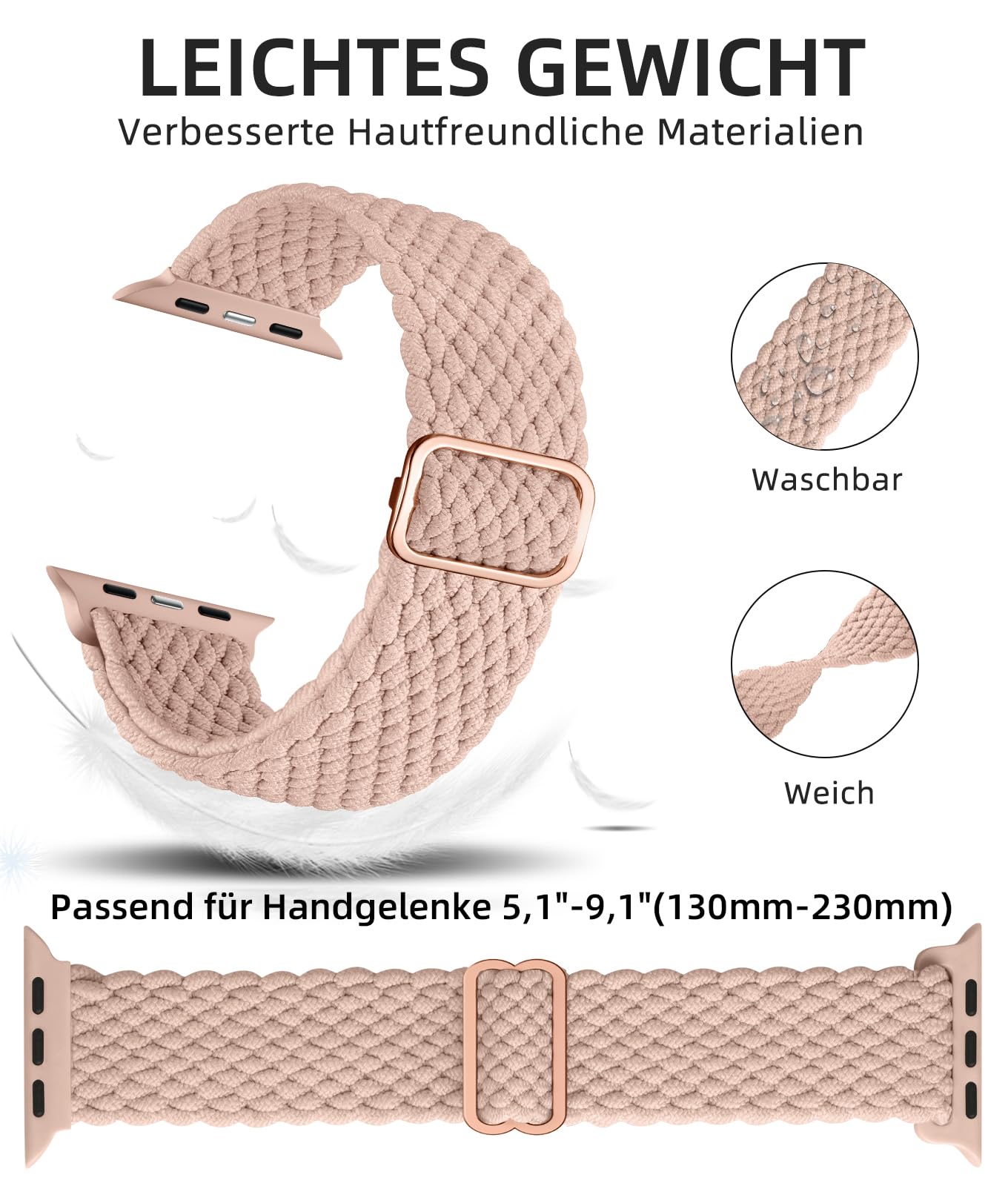 Maledan 6 Stück Geflochten Band für Apple Watch Armband 40mm 42mm 41mm 38mm – Ansicht 4