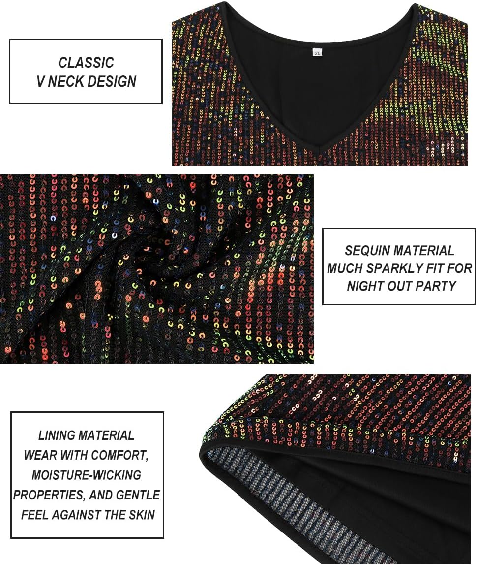 RITERA Plus Size Glitter Tops for Women 3/4 Sleeve Shirts Evening Cocktail V Neck Sequin Blouse Tunic Weddings XL-5XL - Image 7