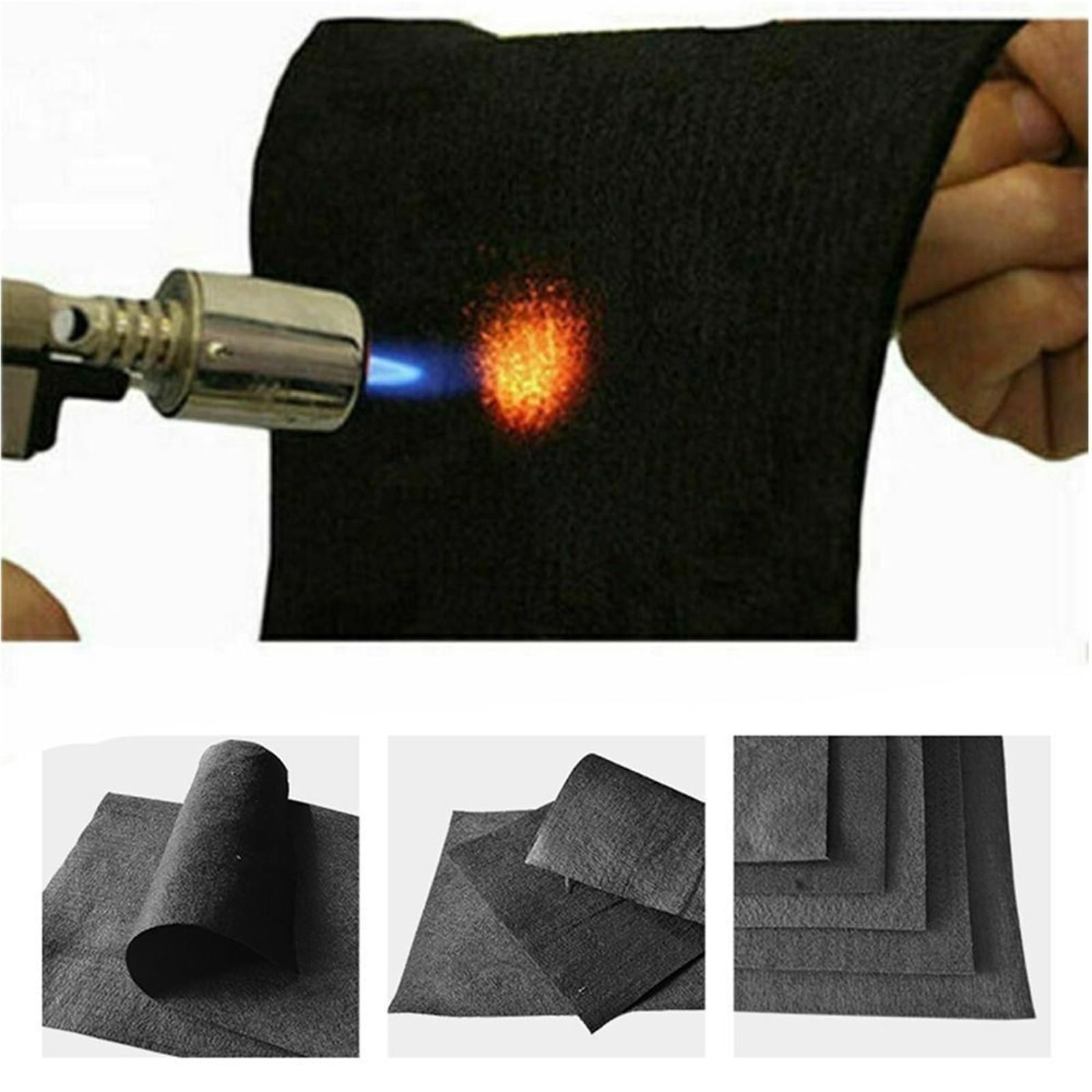 Manta protectora de soldadura ignífuga, fieltro fibra carbono negro, ignífugo, resistente a altas temperaturas, 2 uds para Soldadura y Corte(6MM-400mmx400mm)