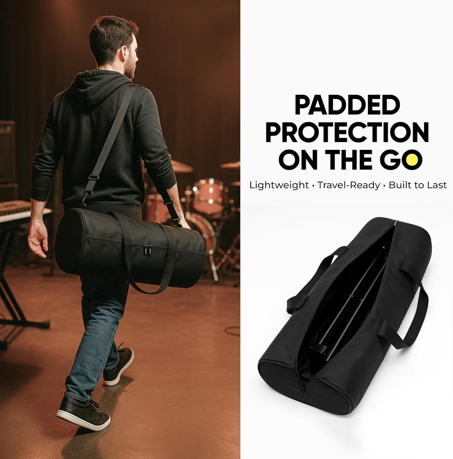 BOWENS Speaker Stands Pair (24") – Adjustable Compact PA Speaker Stand Set with Padded Carry Case - Image 6