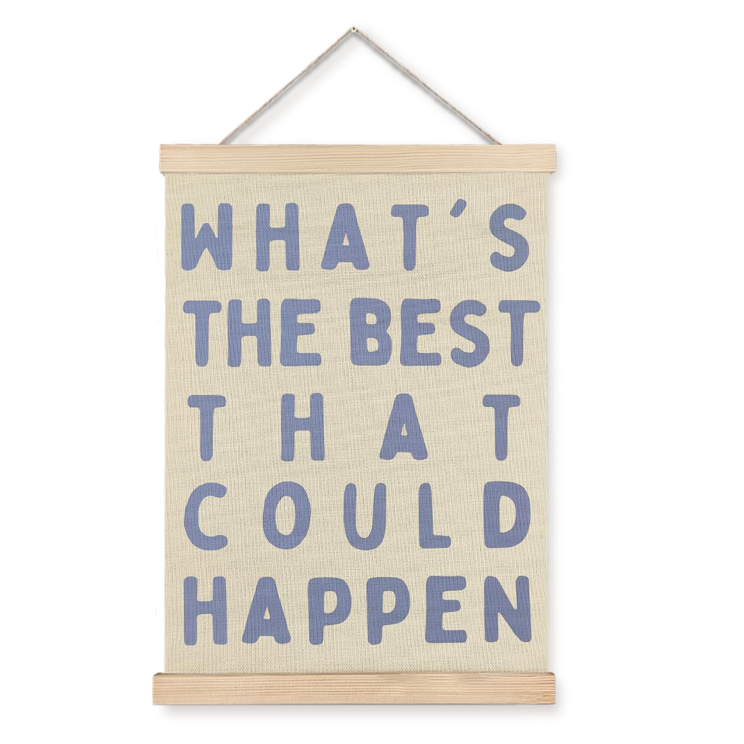 BearCake Inspirational Blue Positive Affirmations Wall Decor Art, What's the Best That Could Happen Decor for Home Office, 12x16 Inch