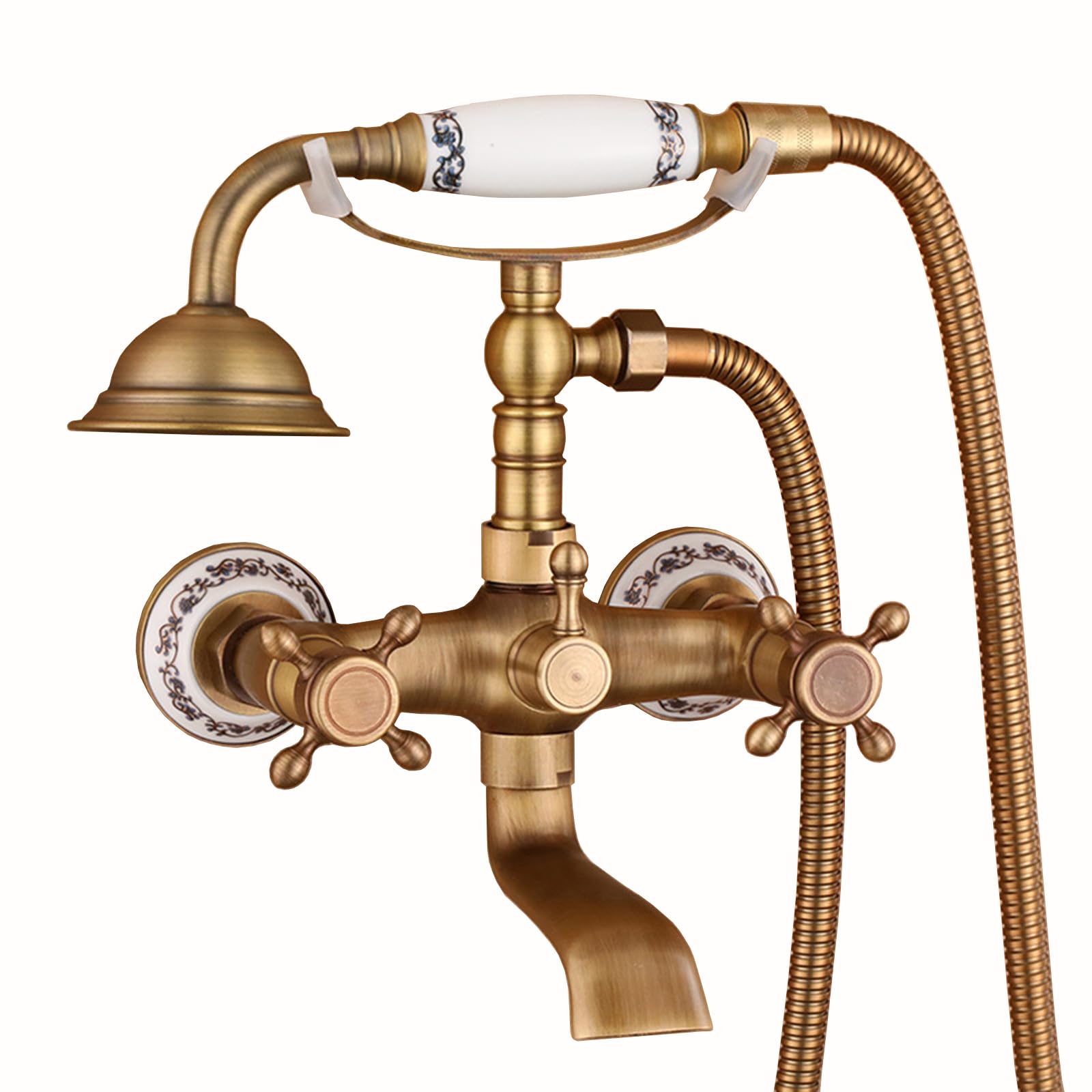 GLJTUO Shower system, Clawfoot Tub Faucet With Hand Shower 2 Functions Wall Mounted Bathtub Faucet Set Brass Shower And Tub Faucets Sets Antique Clawfoot Tub Faucet Kit