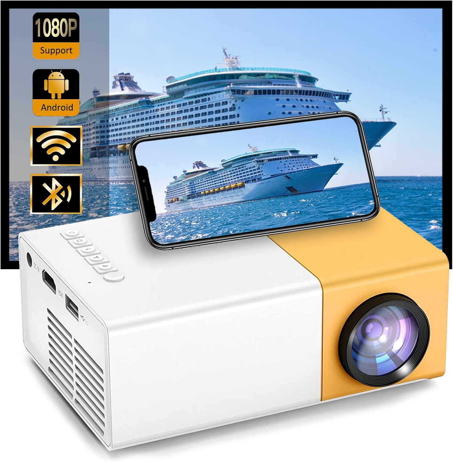 5G WiFi Mini Projector, Full HD 1080P Portable Video Projector Kids