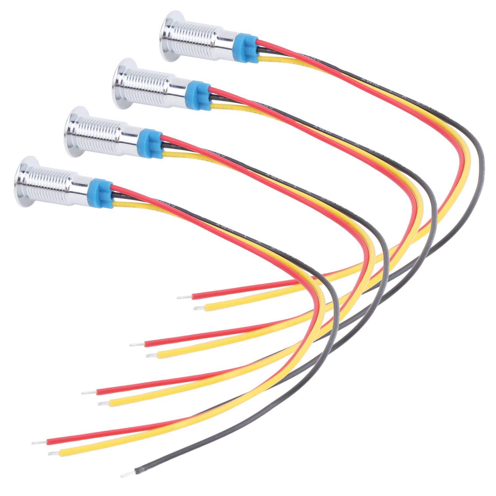 Lot 4 Voyants LED 220V 8mm Métal Étanche Rouge Vert - Anode Commune
