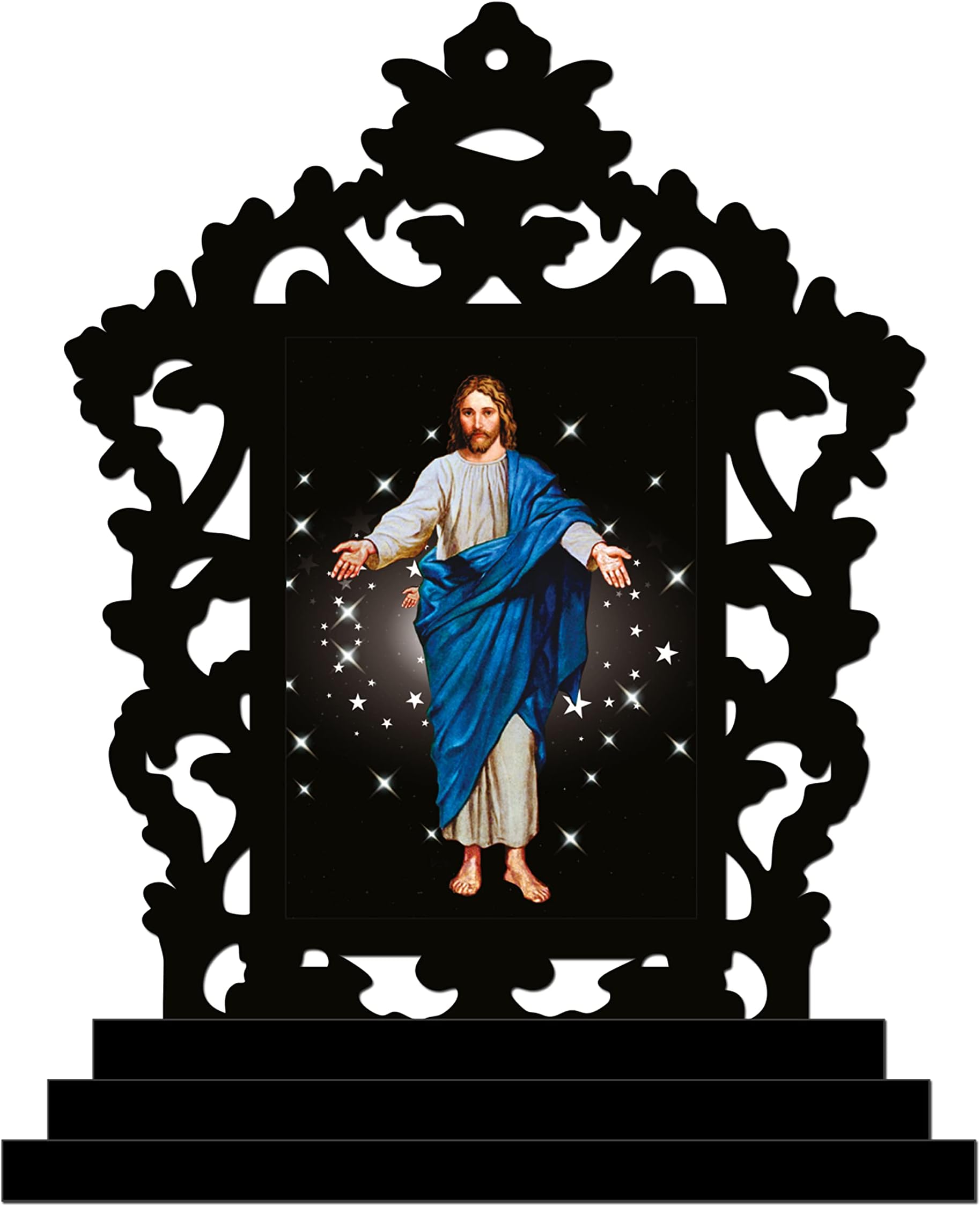 Vprint Lord Jesus Wooden Car Dashboard Idols Figurine (Wooden - Multicolor - Size 3x5 Inches) Christian Son of God Statue Lord Sculpture for Worship King of Kings Showpiece
