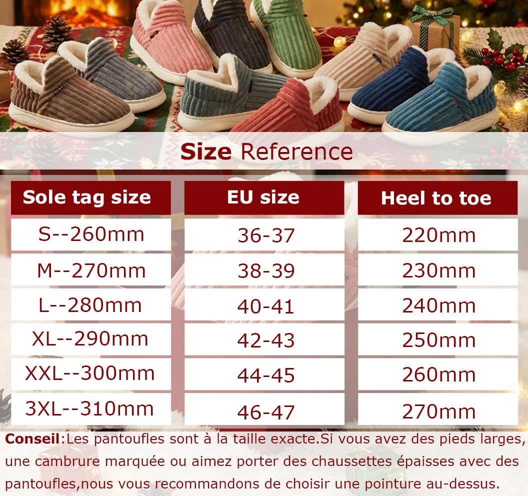 Chaussons Femme Homme Hiver Chaud Pantoufles Confortable Fermé Mousse Mémoire Antidérapantes l'intérieur et l'extérieur
