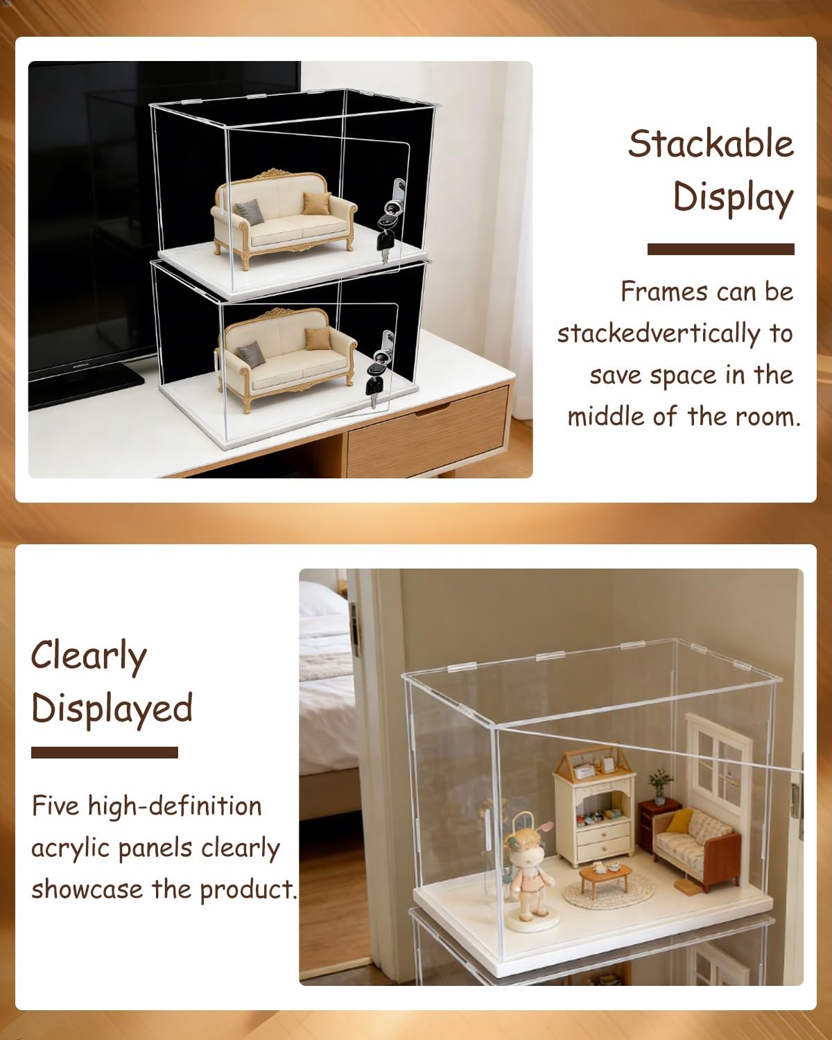 Urna Metacrilato Vitrina de Acrílico con Cerradura y Llaves para Encimera, Cajas de Plástico Transparente para Guardar Adornos de 10, 16, 20, 25, 30, 35, 40 cm(25x25x30cm(10x10x12in))