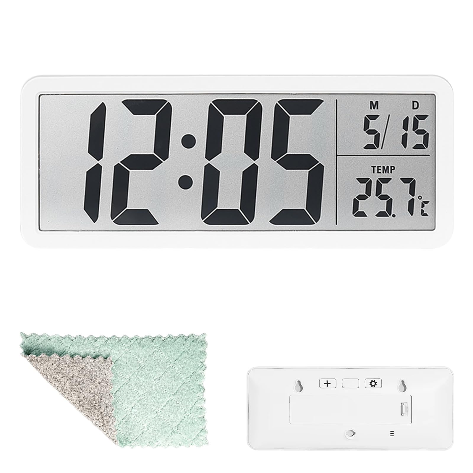 Digital Clock Wall, Digital Wall Clock Battery Operated, Clocks with Temperature and Humidity, Creative Modern, Numeral Battery Operated, 20cm Bedside, Silent Kids Clocks for Bedroom, Office, White-image-33