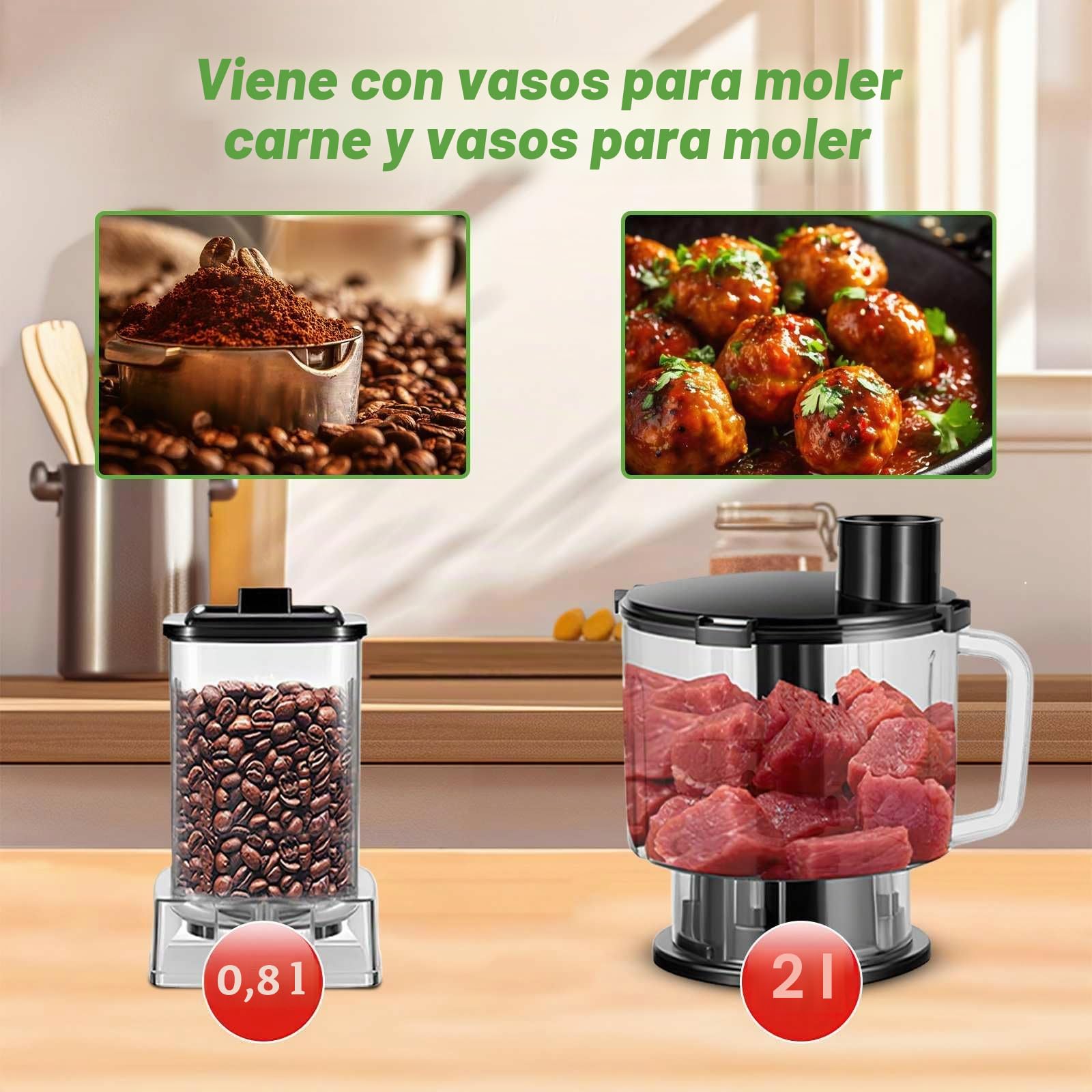 Batidora profesional 3 en 1 para casa, 6000 W, batidora batida, 3 tarros (2,5 l/2 l/0,8 L), 15 velocidades, cuchillas de acero inoxidable, para batidos, helados picados, jugo y molienda de semillas
