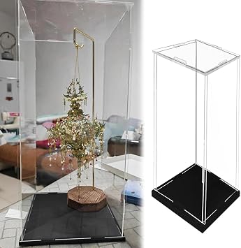 Extra Tall Clear Acrylic Display Case, 60 50 40 30 20 10 cm Transparent Show Box Narrow, Dust Cover Alternative Glass Case for Collectibles25x25x10cm10x10x4in