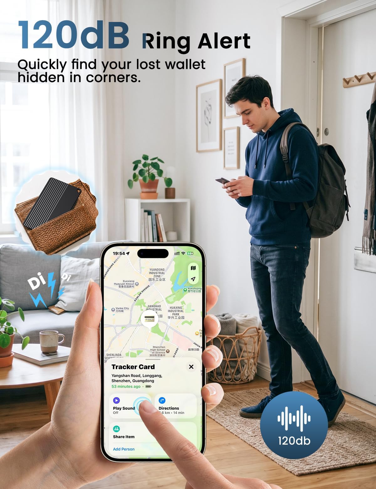 Paquete de 2 tarjetas de seguimiento de cartera 2026 (iOS y Android), tarjeta inteligente Bluetooth de batería de 5 a 10 años, tarjeta de seguimiento delgada de 0.09, funciona con Apple Find My y