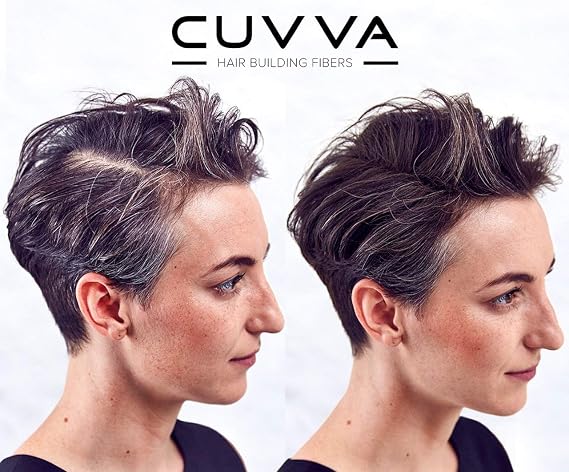 CUVVA Hair Building Fibers (30g) - Instantly Fill in Fine and Thinning Hair to Create a Thicker, Fuller Look - 14 Different Shades for Men & Women - White