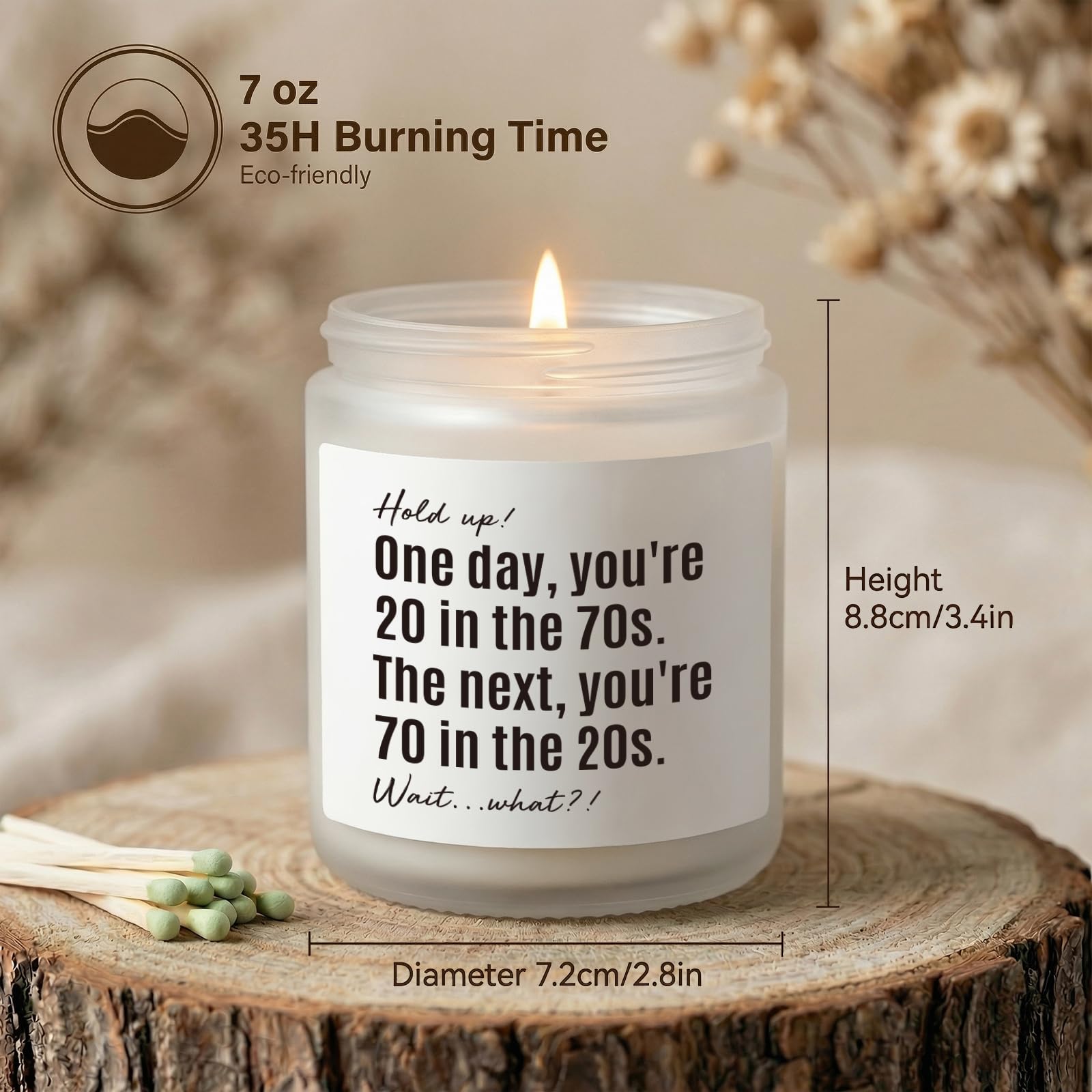 70th Birthday Gifts for Women, Men, 70th Birthday Gift, Gifts for 70 Year Old Woman, Happy 70 Year Old Bday Candle 7oz Soy Wax Lavender & Woods Scented