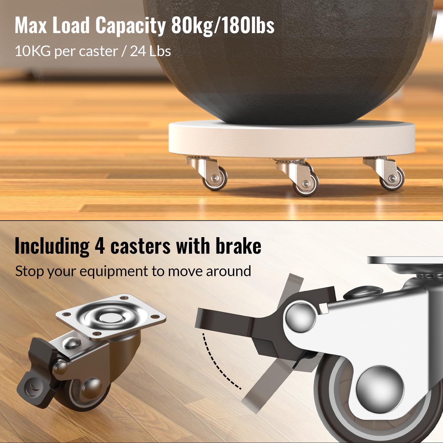 ruote per carrelli 25mm丨 Set di 8 ruote per carrelli丨Totale Capacità 80kg