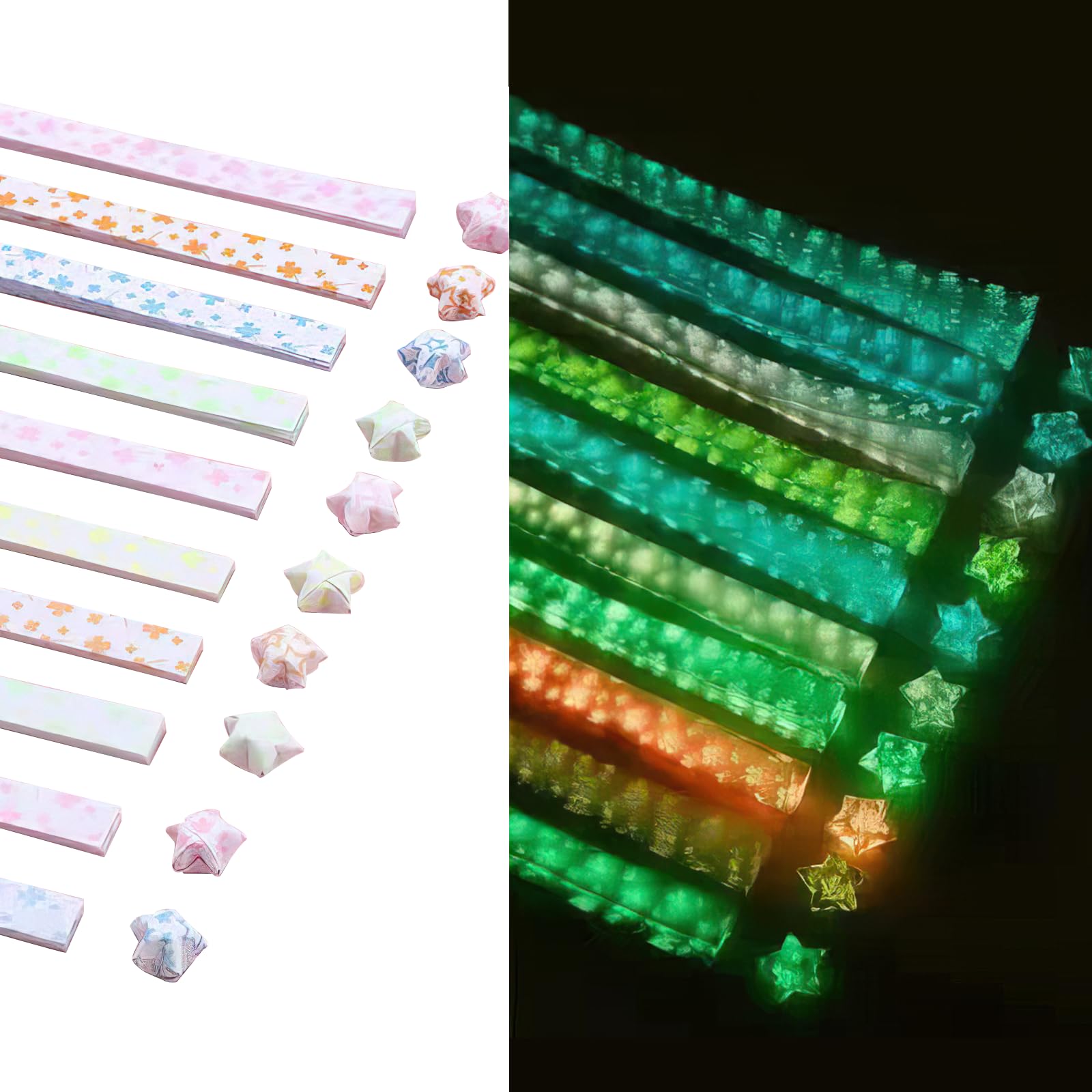 Leogony 420PCS Luminous Star Paper Strips, 10 Colours DIY Star Origami Paper Strips