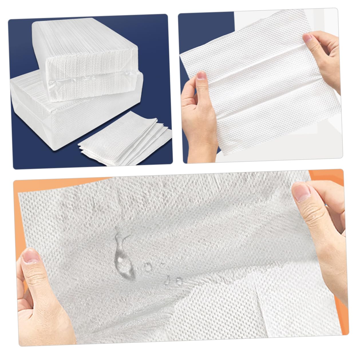 Asciugamani di Carta per Dispenser, Tovaglioli Carta Bianco, 5 Borse da 120 Fogli, Assorbenti e Spessi per Bagno e Hotel, Multiuso