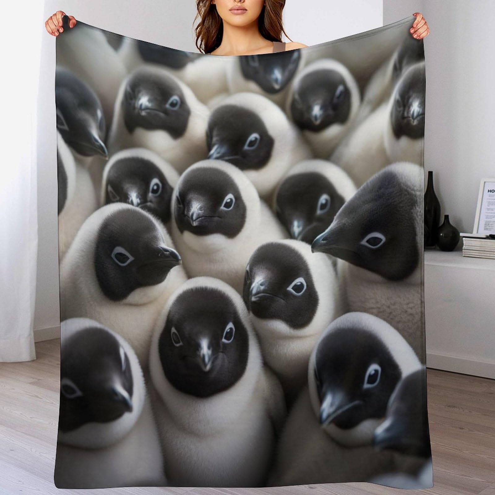 Couverture polaire en flannel Antarctique Pingouin pour lit et canapé douce et chaude 100x130cm