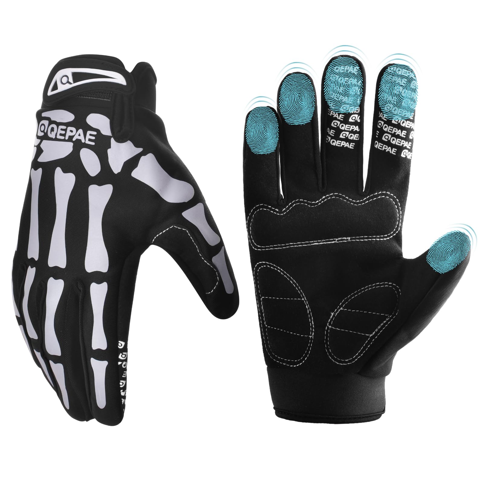 TRIWONDER Skeleton Gloves Cycling Gloves Skull Gloves for Men Women Kids for Bike Bicycle Motorcycles Sports Riding Halloween