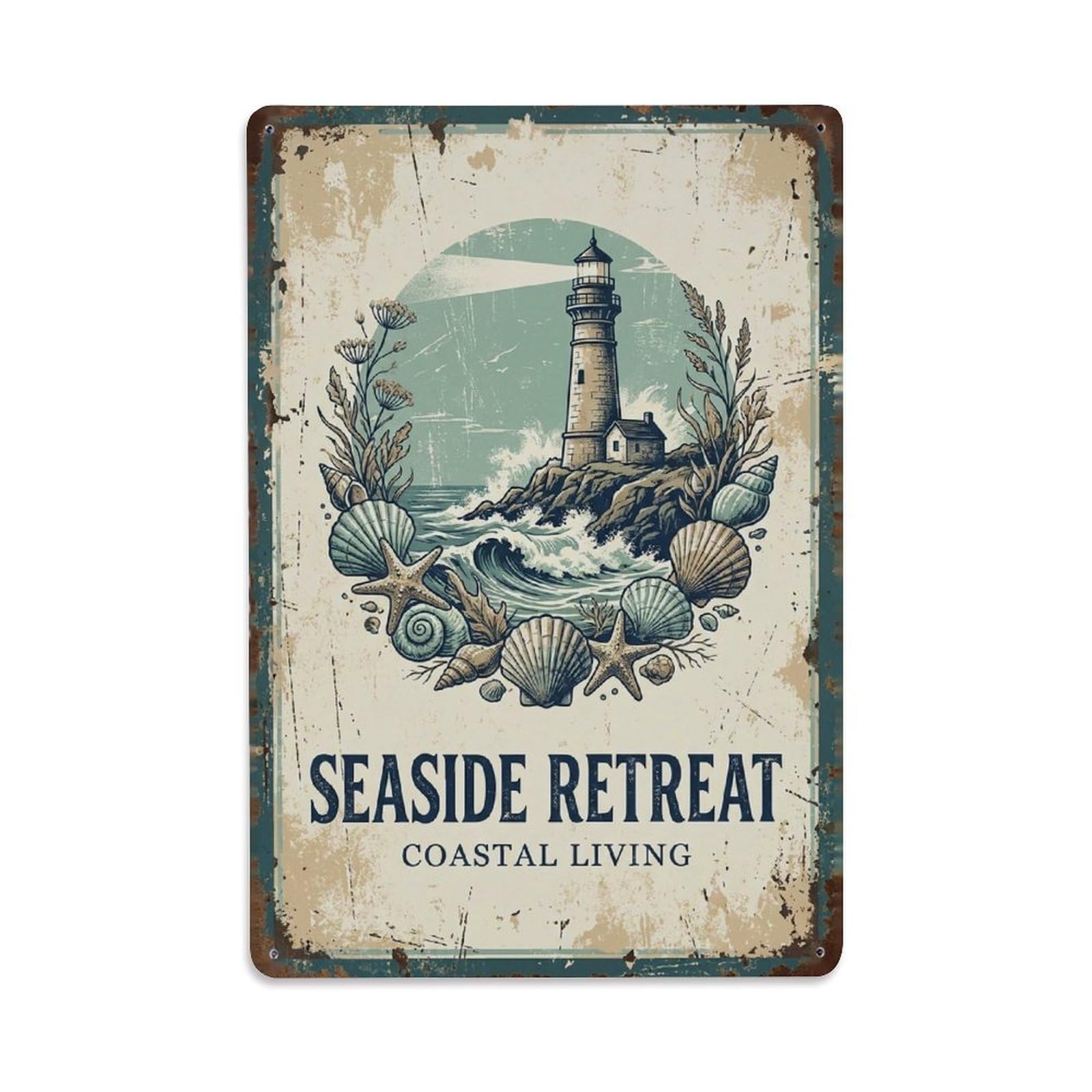 Okngb Style Folk Coastal Nature Quote Vintage Aged Whimsical Metal Tin Sign Plaque Wall Decor For Cafe, Man Cave, Club Bar, Office, Home Garden Round Metal Poster 8X12inch