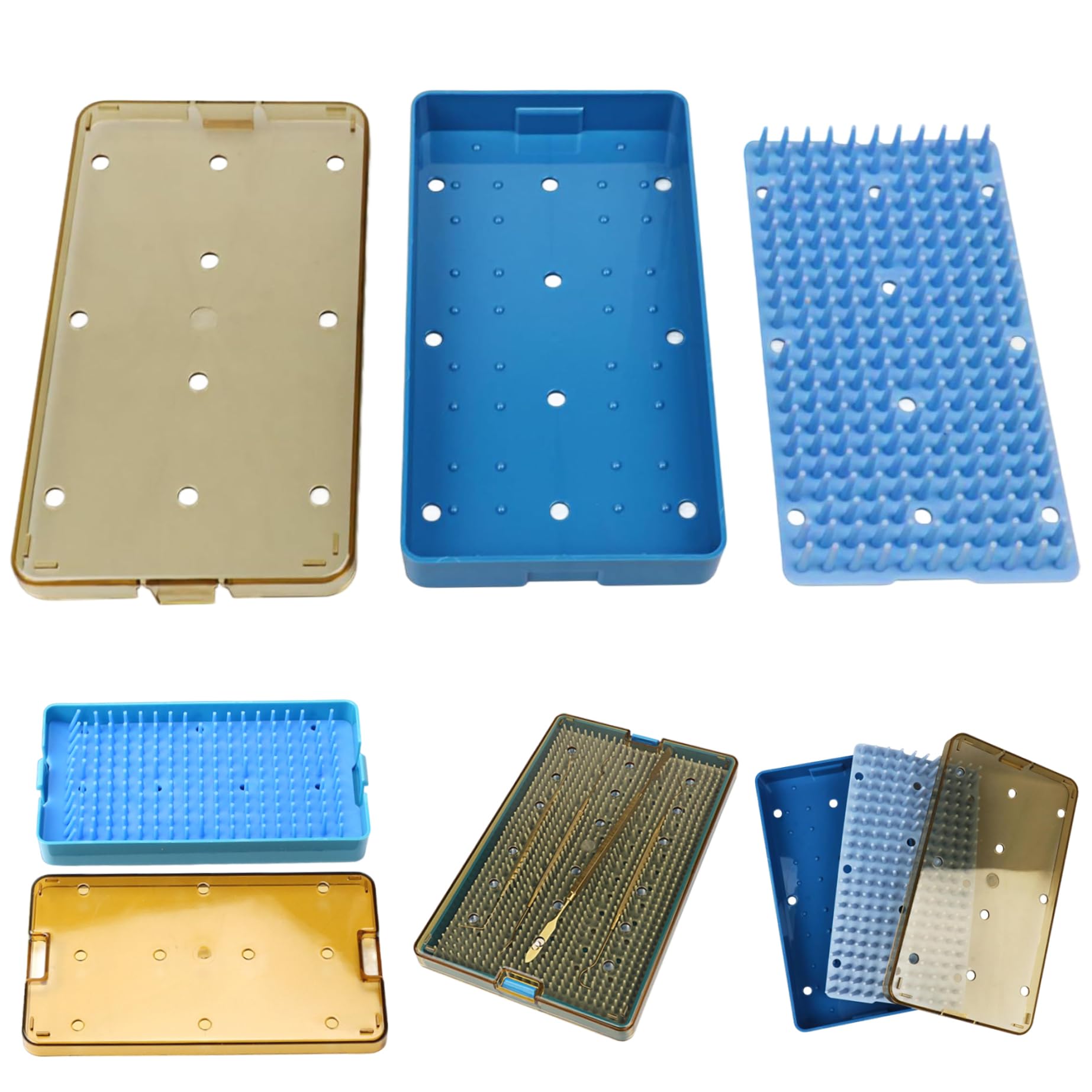 Caja de bandeja de cassette de esterilización de malla | Bandeja de esterilización Instrumentos autoclavables de plástico Caja de esterilizador con caja de almacenamiento de esterilización resistente