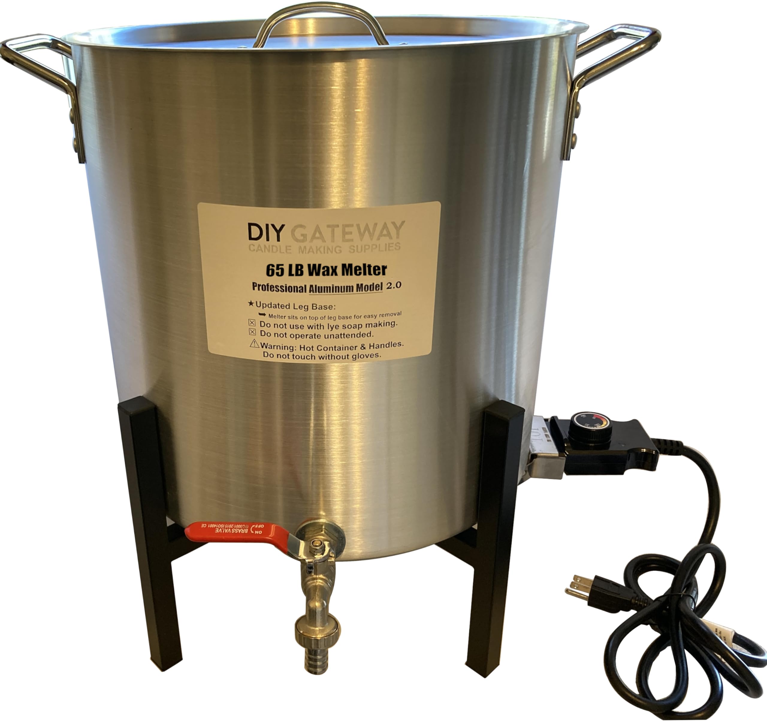 Super Large 65 LB Wax Melter for Candle Making: Electric Aluminum Wax Melting Pot Machine + Regular Size Quick-Pour Spout & Free Ebook