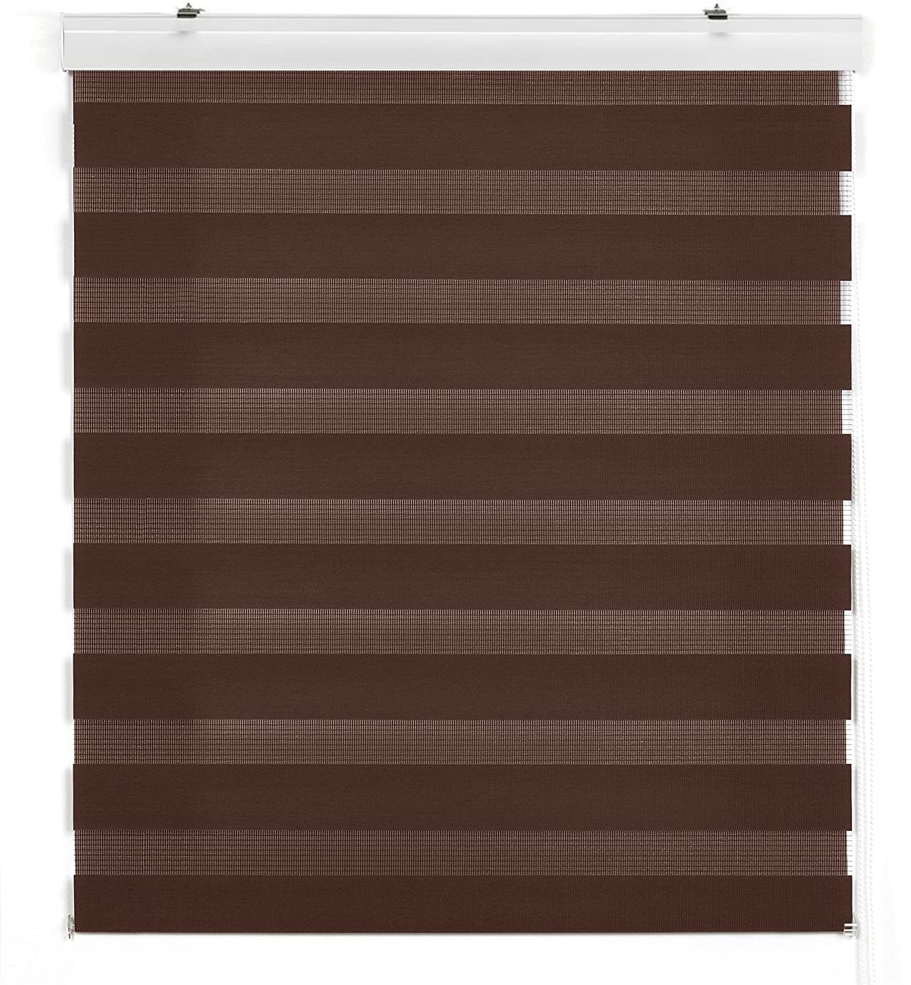 Estoralis Sansa | Estor Enrollable Noche y Día Diseño Moderno | Doble Tejido | Color Marrón | 170 x 180 cm (Ancho/Alto) Tamaño Tela 167 x 175 cm | Estores para Ventanas y Puertas