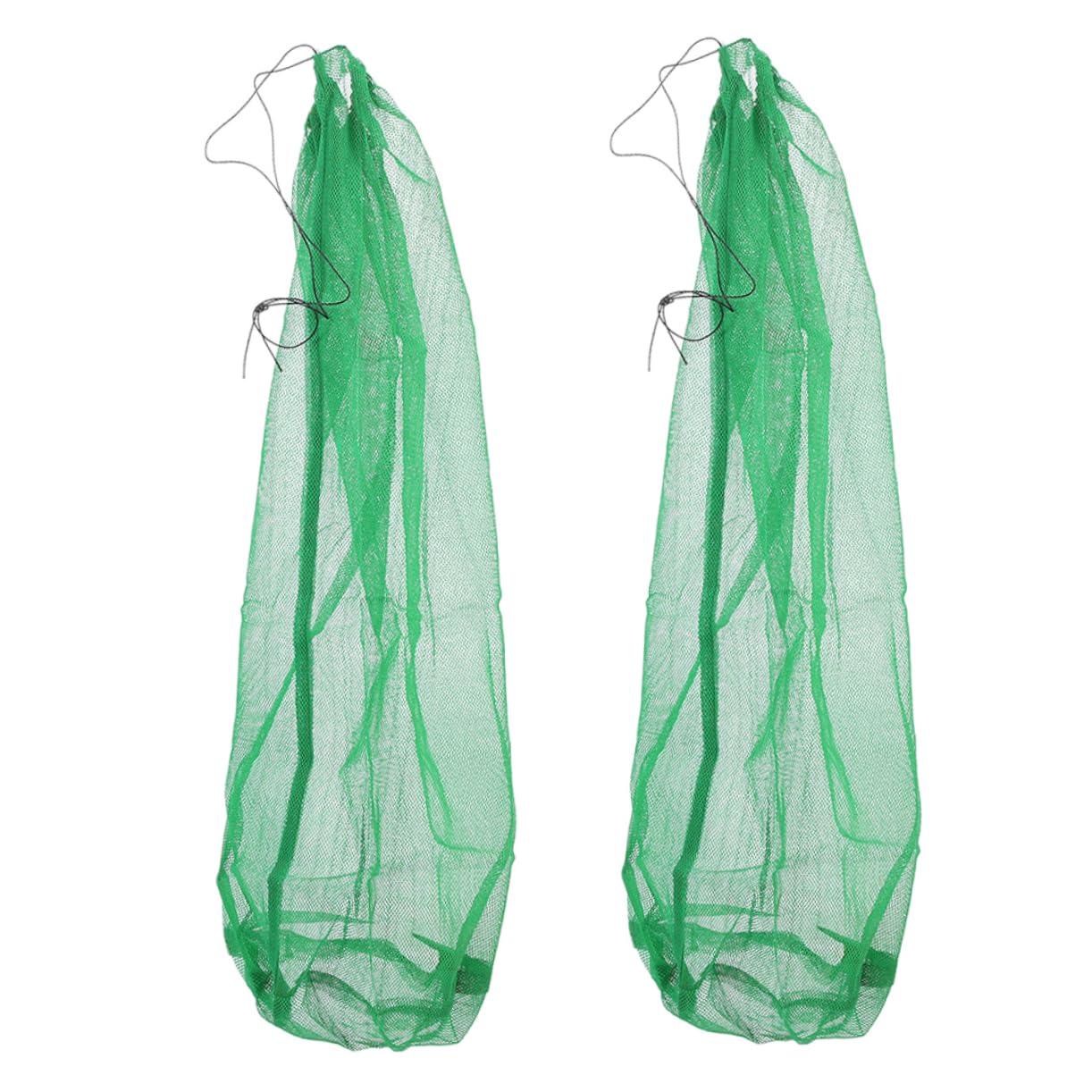 POPETPOP 2pcs Portable Fishing Net Bag Nylon Mesh Fish Collector for Efficient Storage Suitable for Outdoor Fishing Trips and Enthusiasts Green