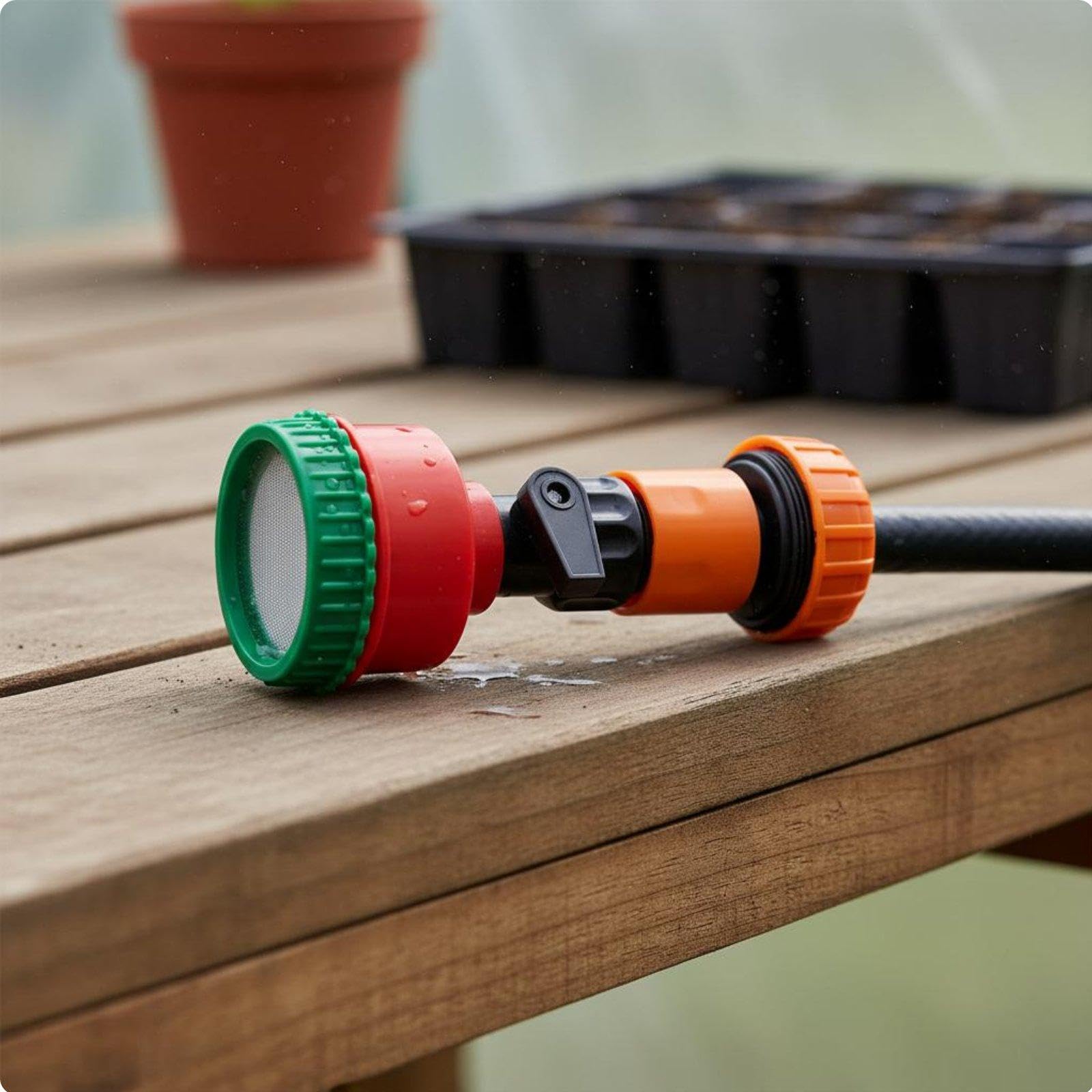 Seedling Sprinkler Nozzle Quick Connect Fine Mesh Spray Head Adjustable Adjust Control Garden Hose Shower Nozzle for Gardeners, Greenhouse, Nursery Green 1000 Mesh 1 Inch Qc-image-12