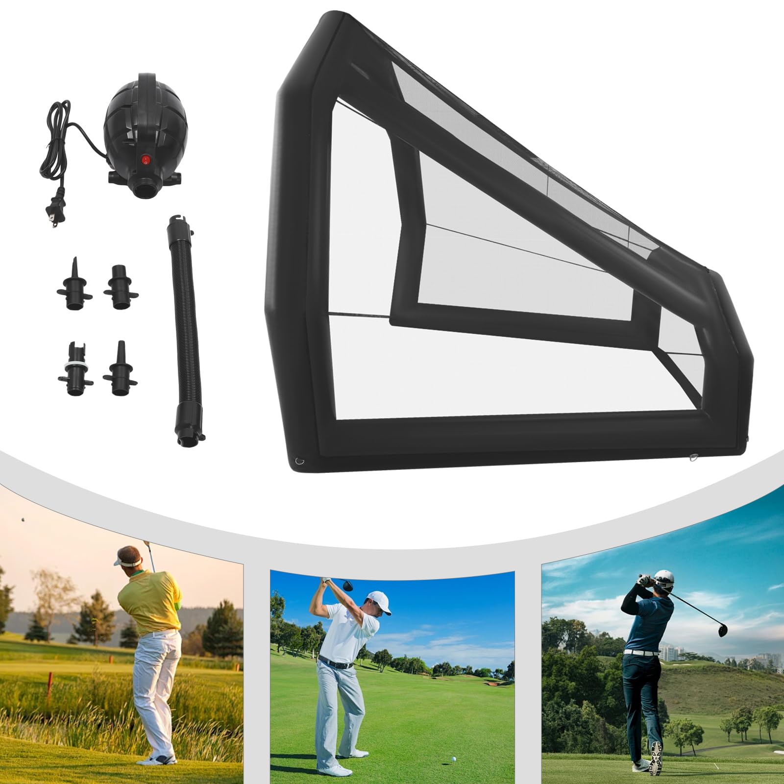 Inflatable Golf Net Golf Driving Cage with 800W Blower, 9.84x9.84x11.48FT Golf Practice Swing Simulator Net Cage Tent Golf Hitting Net,Swing Practice Nets Pro Golf Training Equipment