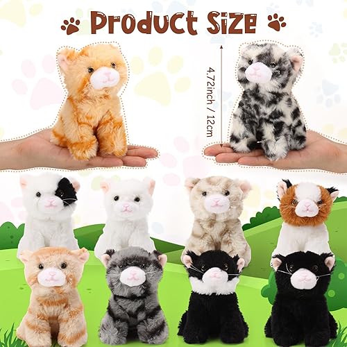 Miniatura 2 de Juego de 10 animales de peluche de gato a granel, suaves y mullidos, varios gatos de peluche para fiestas de cumpleaños, regalo de Halloween,