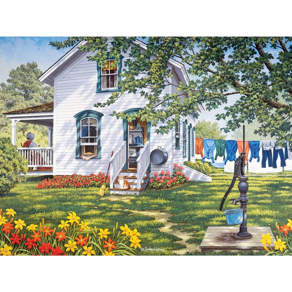 Bits and Pieces - 300 Piece Jigsaw Puzzle for Adults - 18" x 24" - Summer Kitchen - 300 pc Large Piece Countryside Home Jigsaw by John Sloane