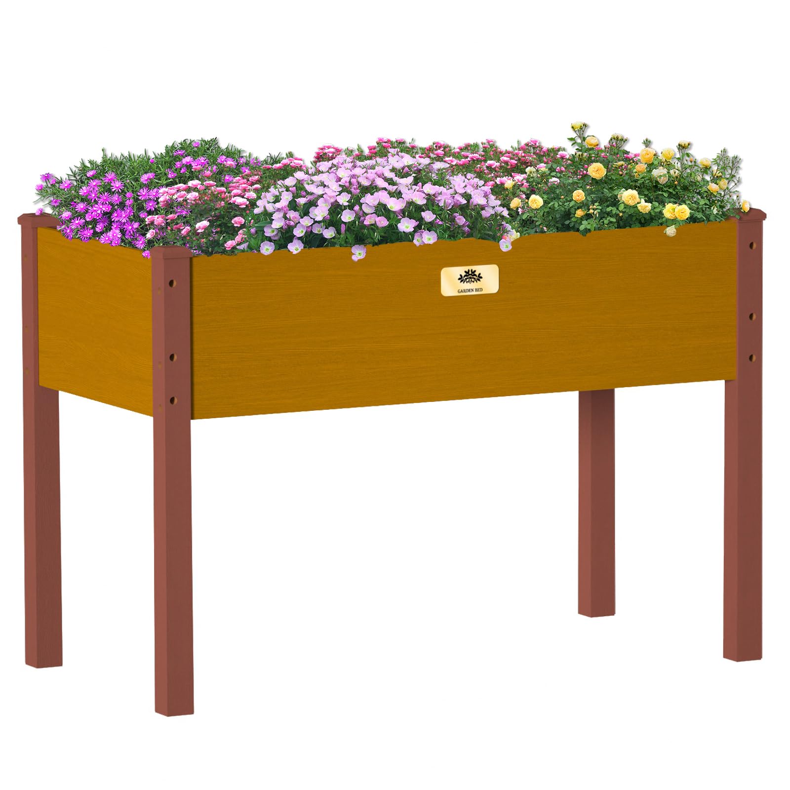 RAOKUKH Raised Garden Bed with Legs, 24.5x31x46.5 inch Elevated Wood Planter Box with Liner for Growing Vegetables, Flowers
