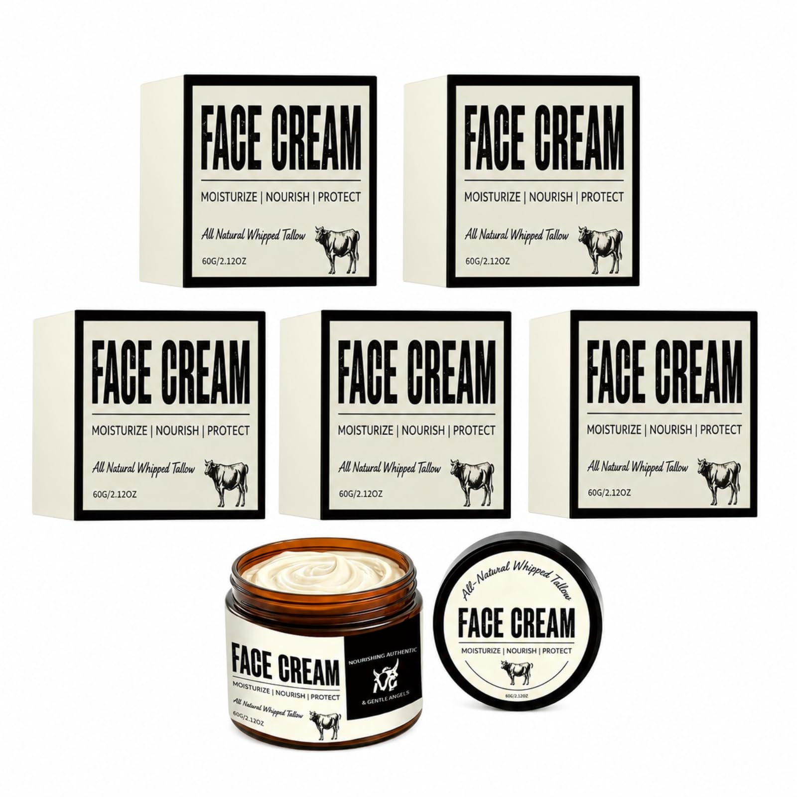 Crème Visage Suif de Boeuf Hydratante, 60 g