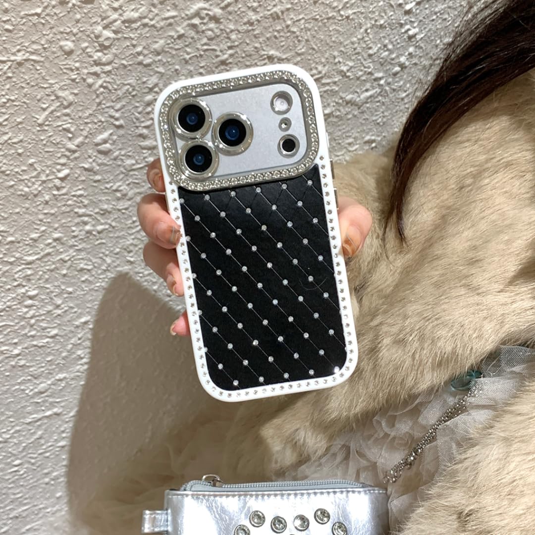 Coque paillettes iPhone 16 Pro noire antichoc motif losanges géométriques - 8