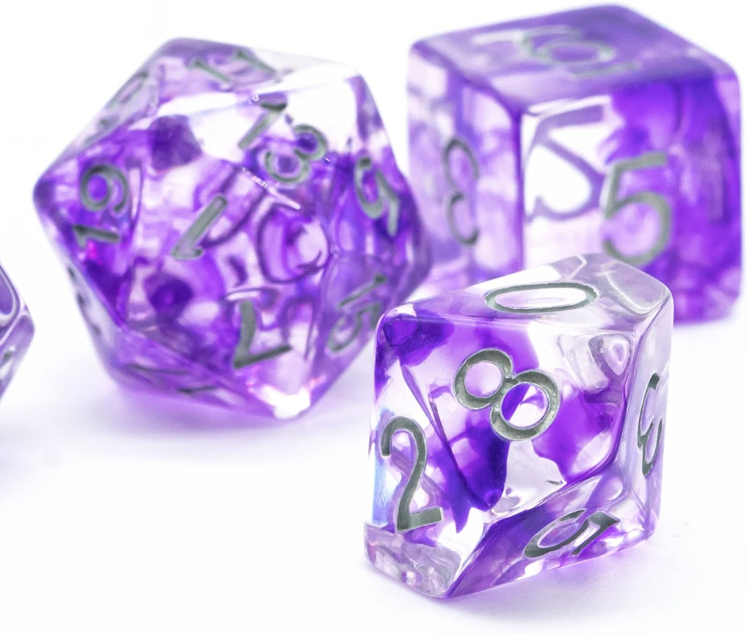 World of Dice Dice Set - Smoke Series - 7-Piece Pen and Paper Dice Starter Set for Dungeons and Dragons, DSA, Aborea, Cthulhu, and More (Purple)