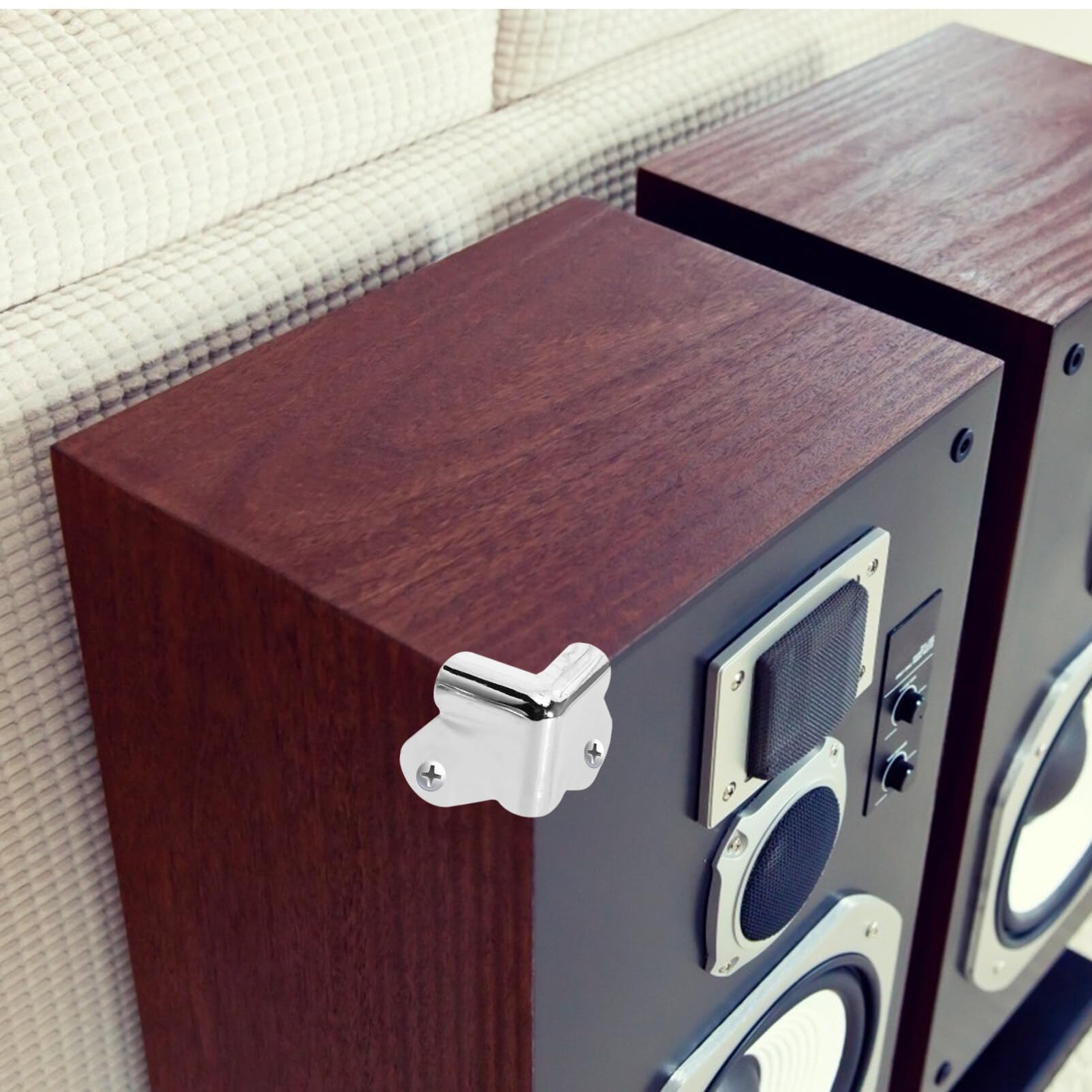 24pcs Speaker Corner Protectors Amplifier Speaker Cabinet Rounded Protective Covers Mounting Screws Stage Equipment( 40x40mm)