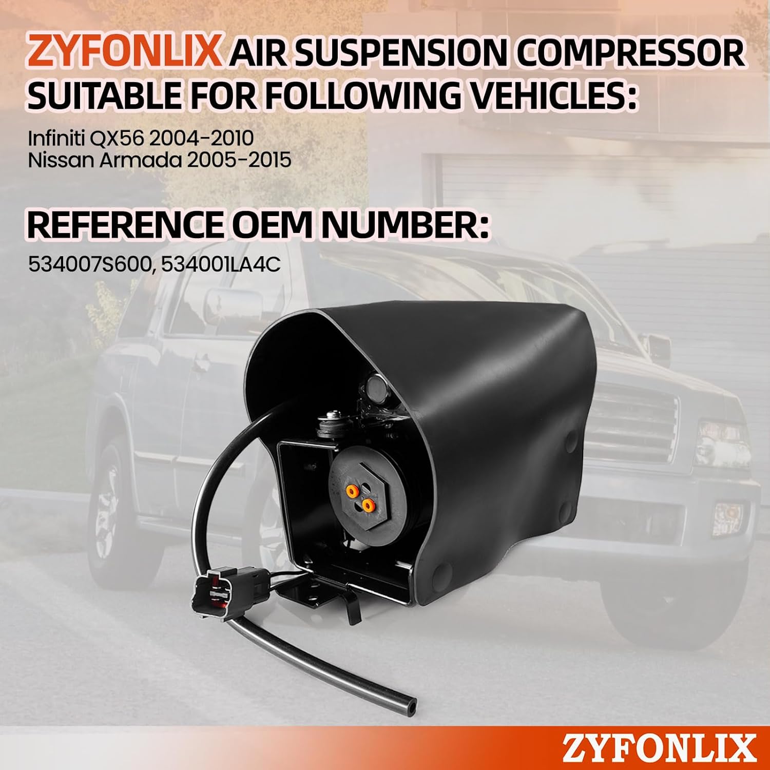 Air Suspension Compressor Pump Compatible with 2004-2010 Infiniti QX56 and 2005-2015 Armada Car Air Pump OEM Number Replace 534007S600, 534001LA4C
