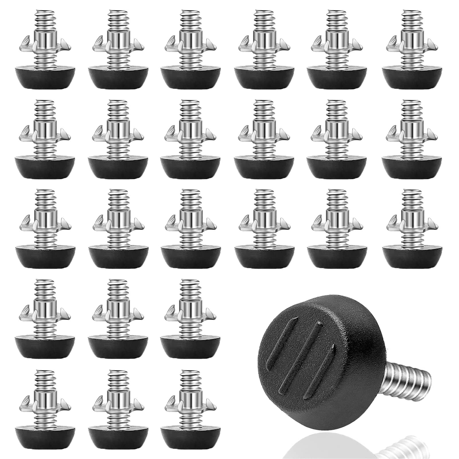 24 PCS 1/4‘’ UNC Thread Adjustable Furniture Levelers Screw in Threaded, Steel Screw Feet Leveling Legs Screw On w/T-Nuts Glide for Table, Chair, Furniture Leg (1/4‘’-20UNC Thread)