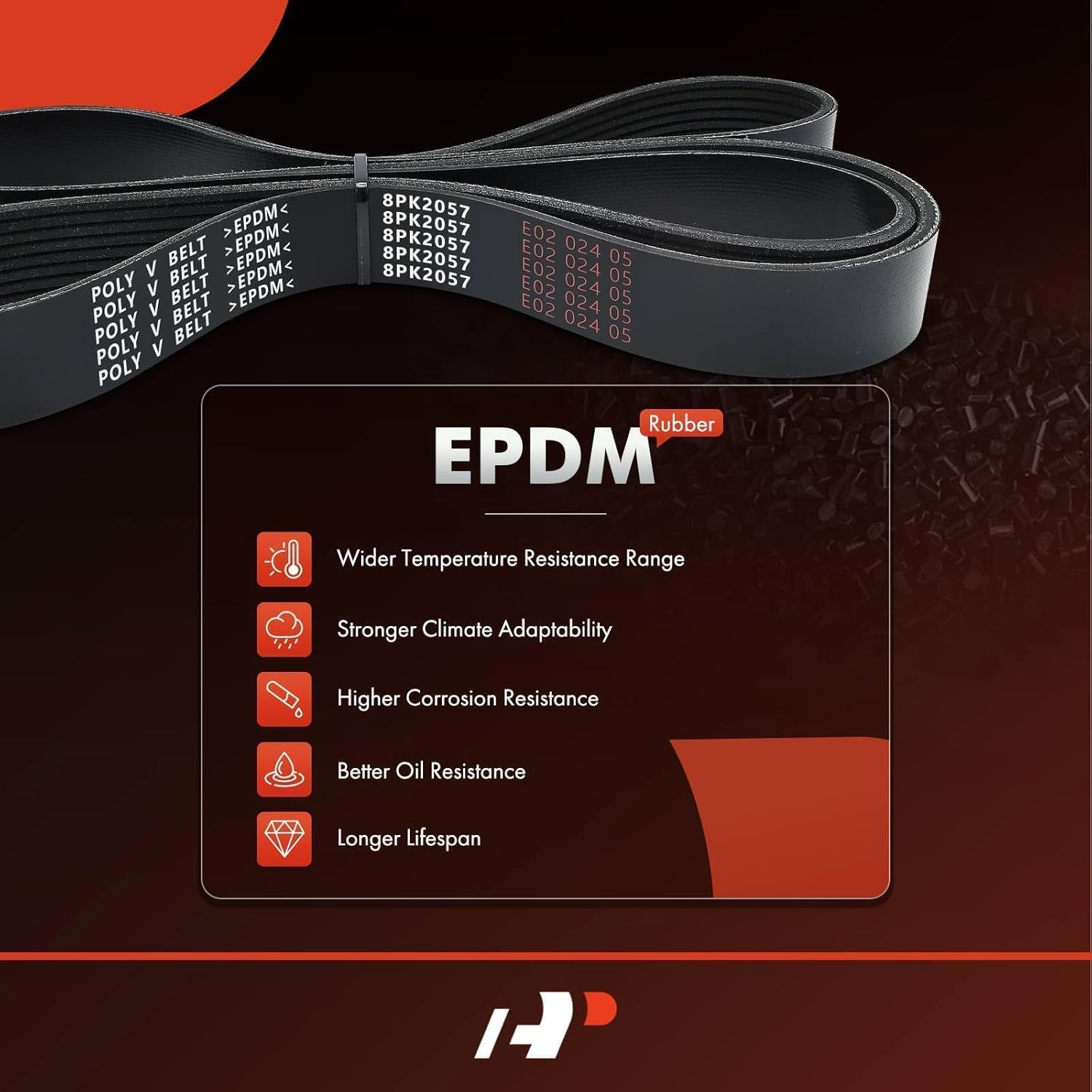 A-Premium 81.04 Inch Heavy-Duty Serpentine Belt Compatible with 1994-2002 Dodge Ram 2500 3500 with Cummins Diesel 5.9L 12V/24V, Engine Serpentine Drive Belt, Replace 8PK2058HD