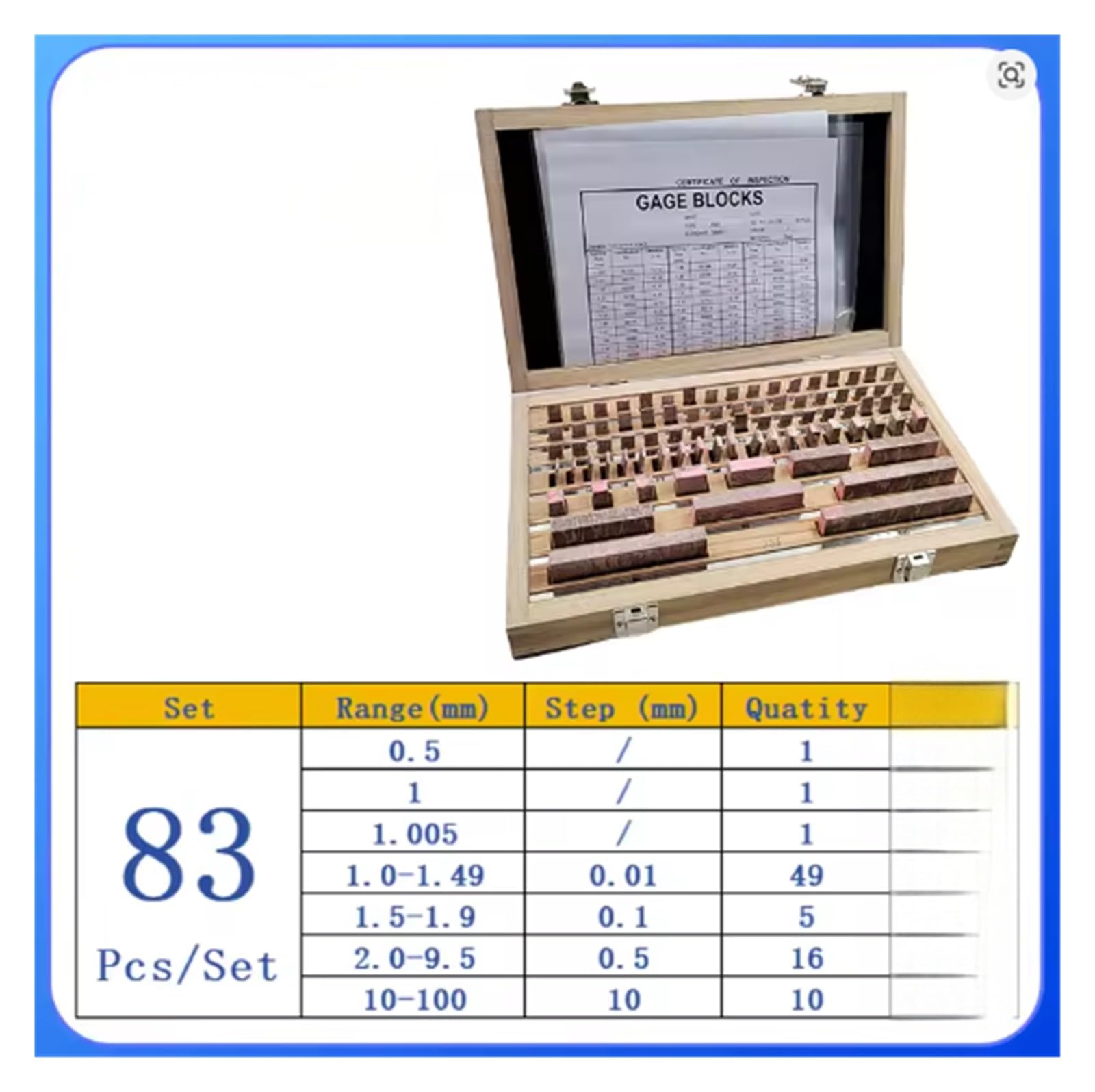 83 unids/set 1.005-100mm juego de bloques calibre HSS alta precisión, bloque calibración 0,01mm, Grado para metrología profesional