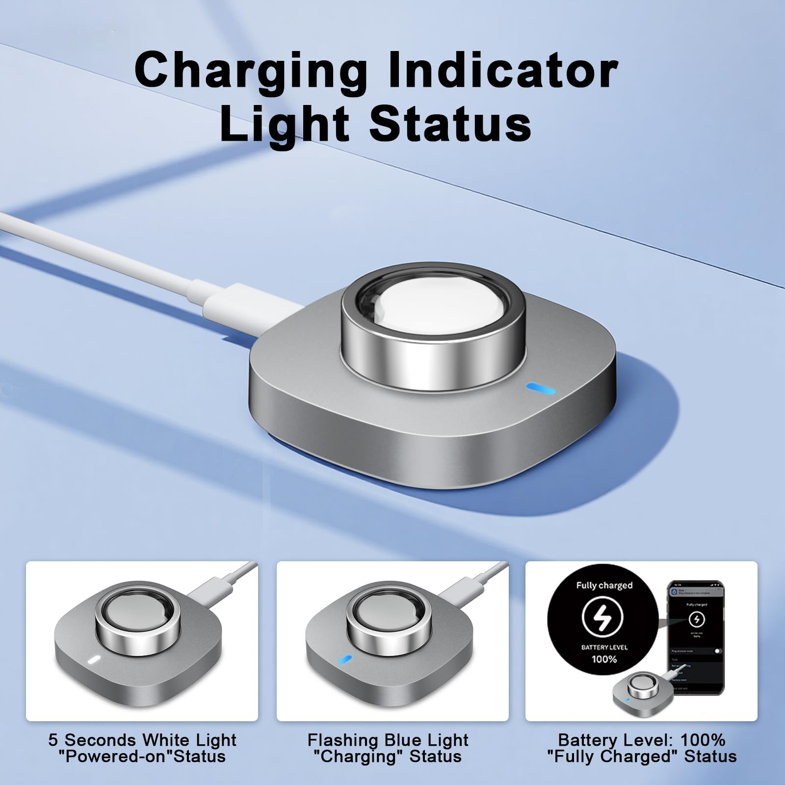 Charger Compatible with Aura-Ring Gen 3-Size 8,Fast Safe Charging Dock with USB-C Cable for Smart Ring - 3