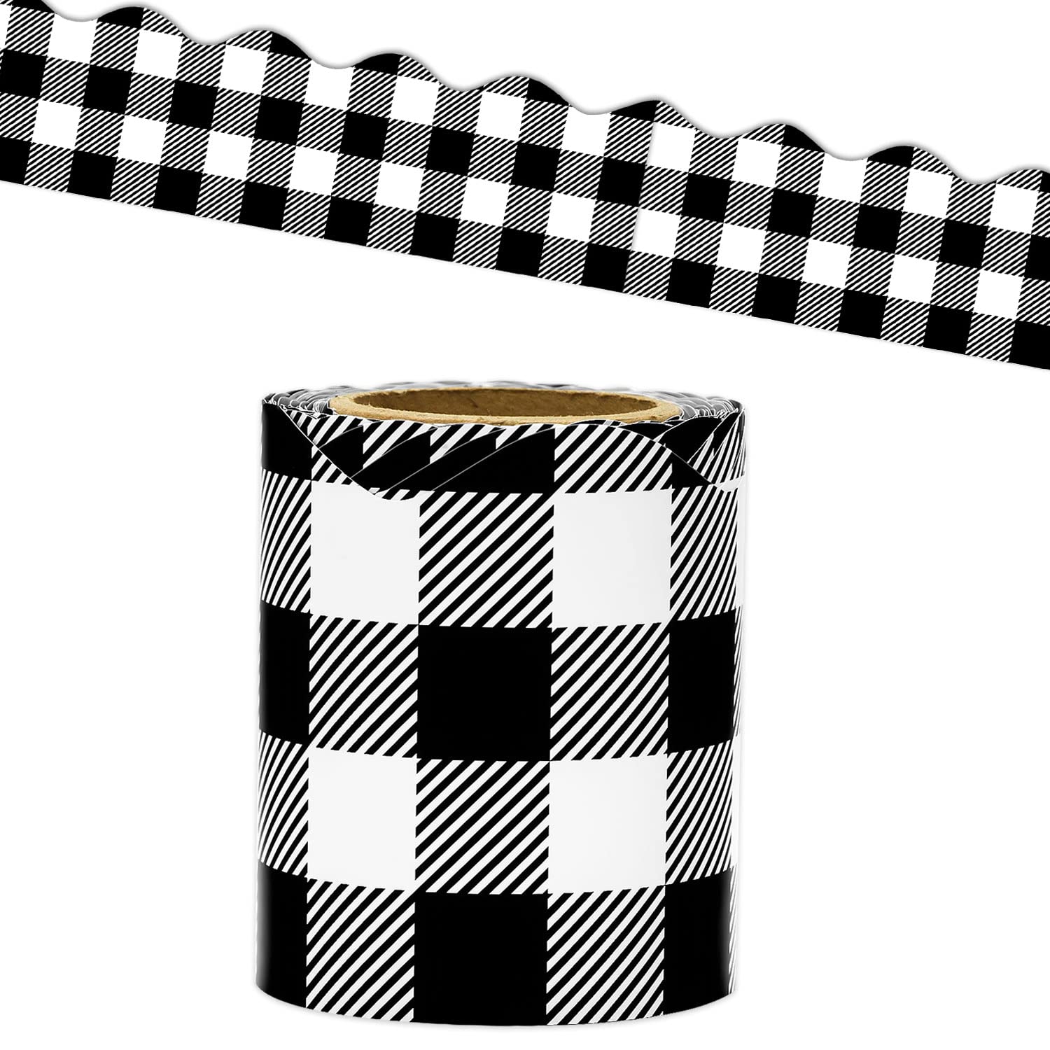 Snapklik.com : 36 Feet Black White Buffalo Plaid Bulletin Board Border ...